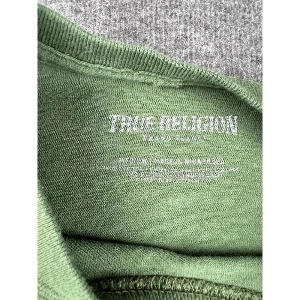 True‎ Religion Men's Graphic Tee Stylish Green Size Medium